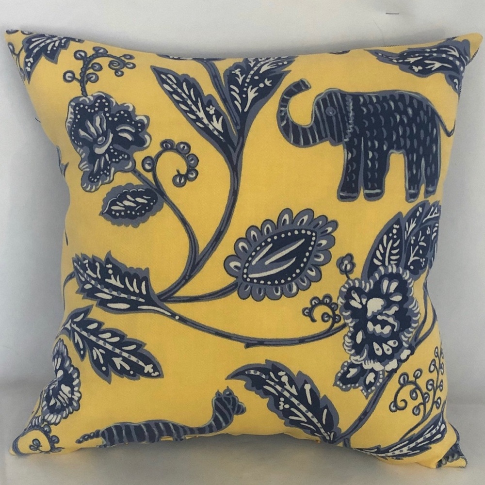 Yellow and Blue Floral Accent Pillows